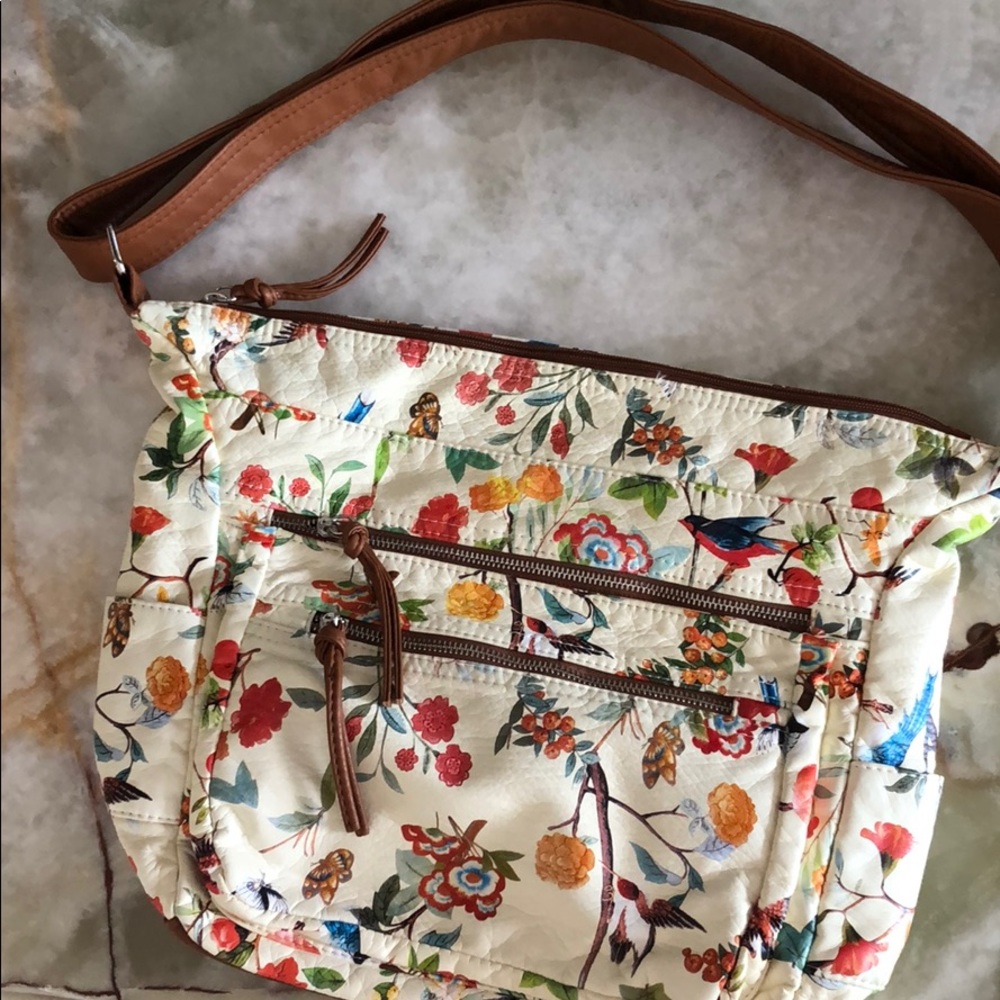 Floral Bird Handbag 👜 🌸 🦢 many pockets!